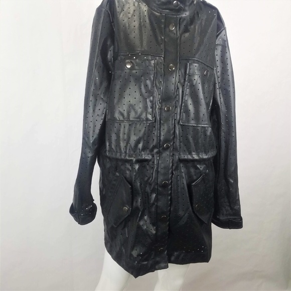 NWT GUESS Vegan Leather Moto Jacket Black Size Large - Picture 3 of 8